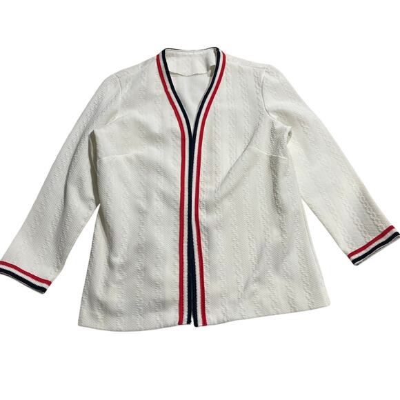 VTG Family Fashions Avon Nautical Cardigan Textured Open Front Sweater Sz Large - Picture 1 of 7